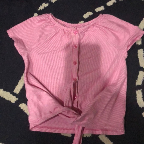 Toddler pink /white striped tie knot short sleeved - Picture 1 of 2
